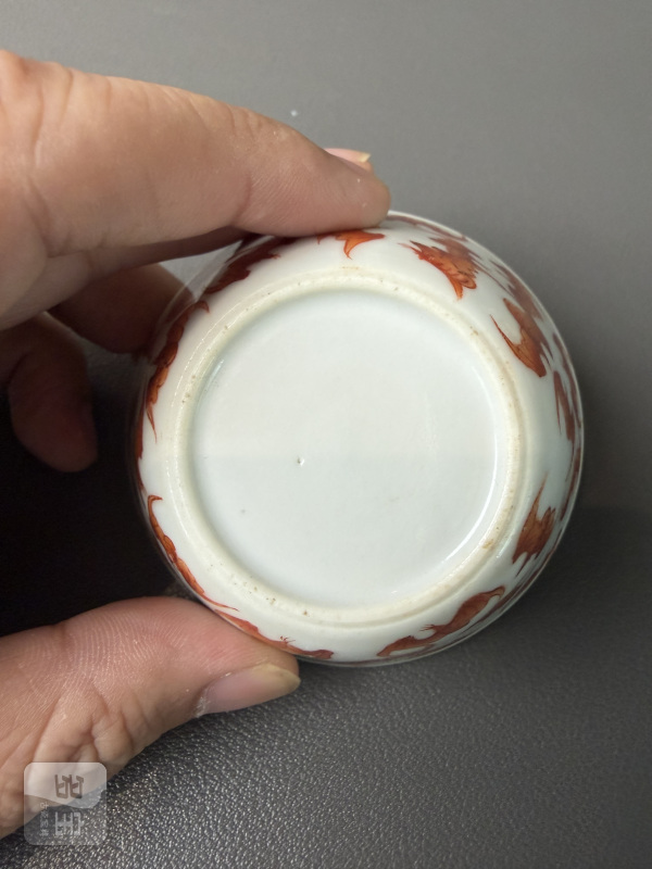 清 矾红百蝠纹套杯一组十件 - 图18